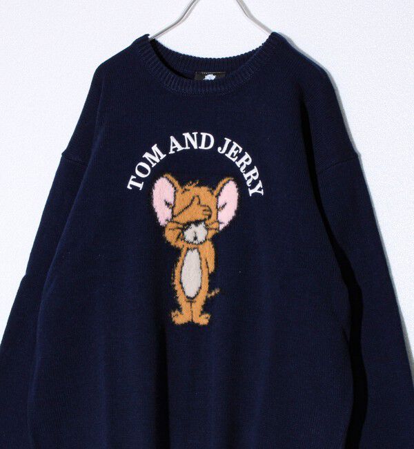 GLOSTER「【MICKEY&JERRY】UNISEX シャギージャガードニット」|ニット・セーター|ネイビー