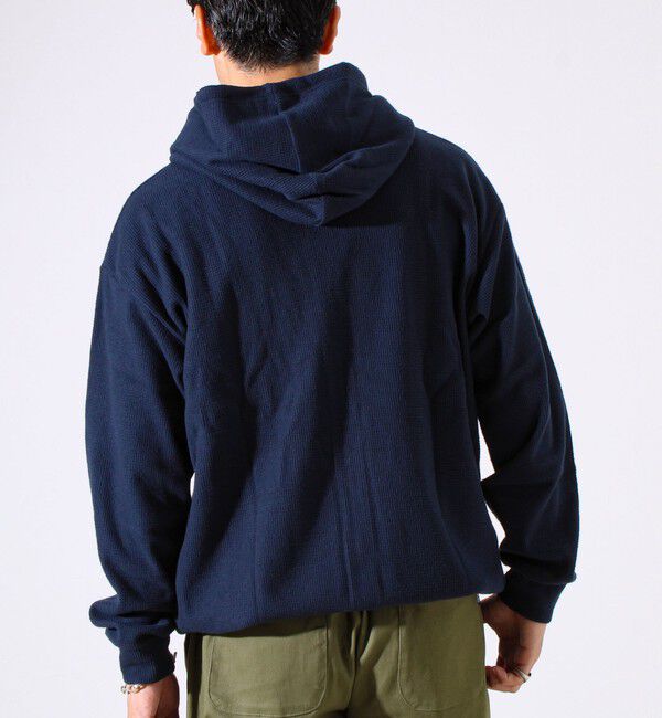 GLOSTER「【レイヤードに最適】起毛ワッフル 裾ドロストジップパーカー」|パーカー|