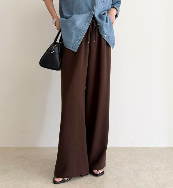 fredy emue「【リピーター続出！/高身長サイズあり】とろみWarmストレートイージーパンツ」|チノ|ブラウン