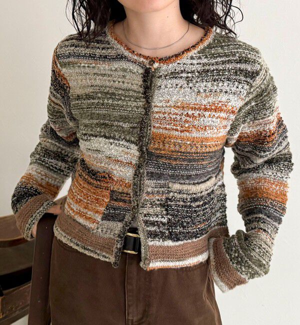 fredy emue「ツイードボーダーカーディガン」|カーディガン|オレンジ