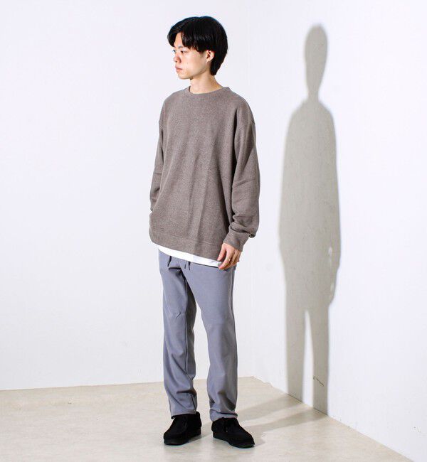 GLOSTER「【1枚でレイヤード見え】畦ニットソー裏起毛フェイクレイヤードロングスリーブ」|Tシャツ・カットソー|