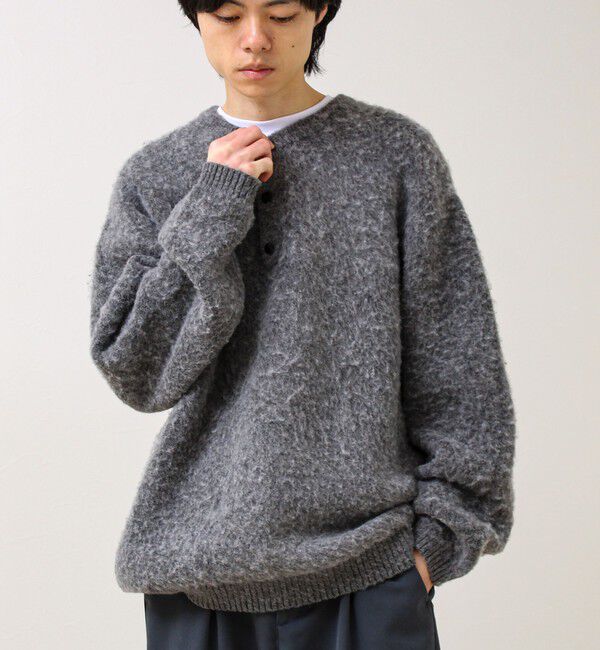 GLOSTER「【モヘアタッチ/ユニセックス対応】ヘンリーネックプルオーバーニット」|ニット・セーター|
