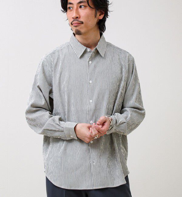 GLOSTER「【清涼感のある表情】ストライプレギュラーカラーシャツ」|シャツ・ブラウス|