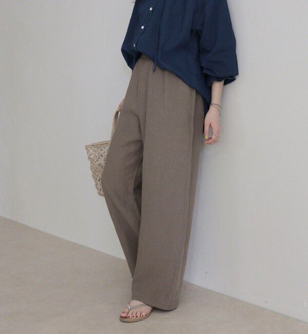 fredy emue「LINEN セミワイドリラクシーパンツ」|チノ|カーキ