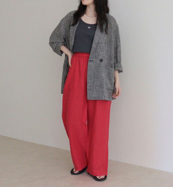 fredy emue「LINEN セミワイドリラクシーパンツ」|チノ|