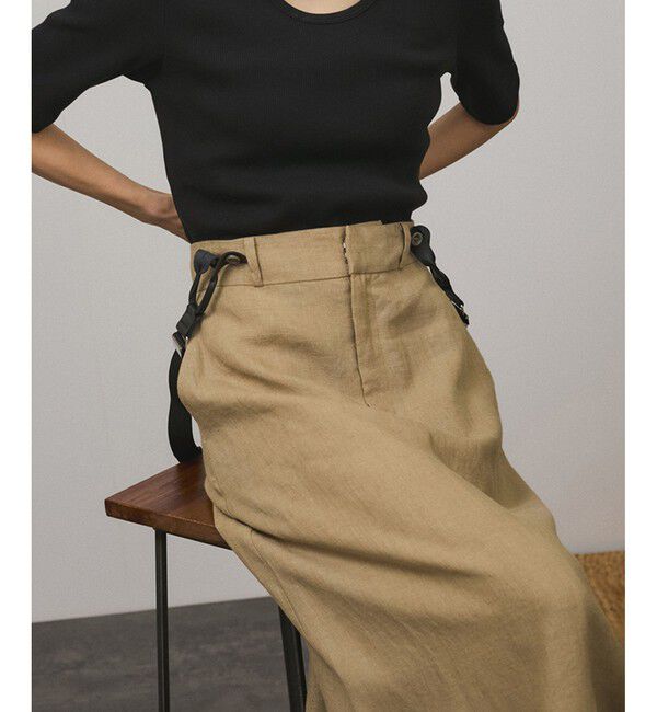 SALON adam et rope'「【WEB限定】ヨーロピアンフラックスリネンサスペンダースカート［取り外し可能］」|スカート|