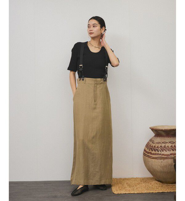 SALON adam et rope'「【WEB限定】ヨーロピアンフラックスリネンサスペンダースカート［取り外し可能］」|スカート|