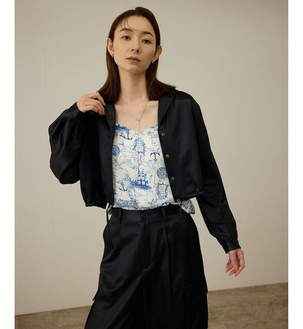 ROPE「【洗える】シャイニーサテンブラウス/セットアップ対応」|シャツ・ブラウス|