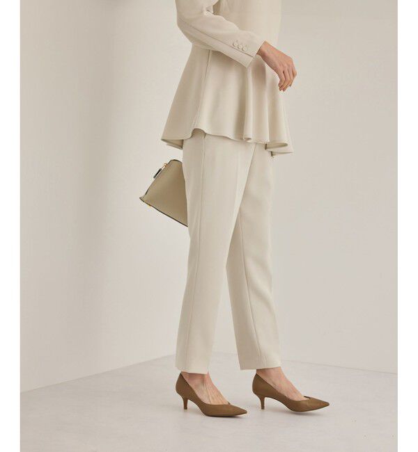 ROPE「トリアセダブルクロステーパードパンツ【セレモニー/通勤対応】」|チノ|ベージュ