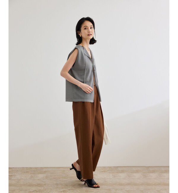 ROPE「【洗える】ビスコースリネン スラブスリータックパンツ/一部セットアップ可能」|チノ|