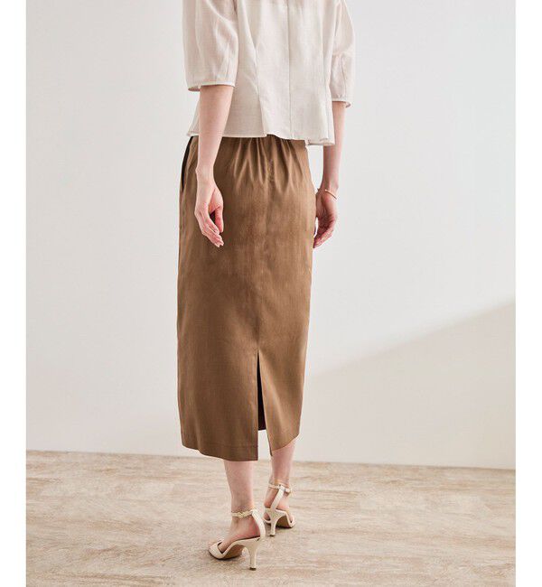 ROPE「【洗える】サテンリネン ポケット付きタイトスカート【34サイズ/J'aDoRe・店舗限定】/25SS」|スカート|