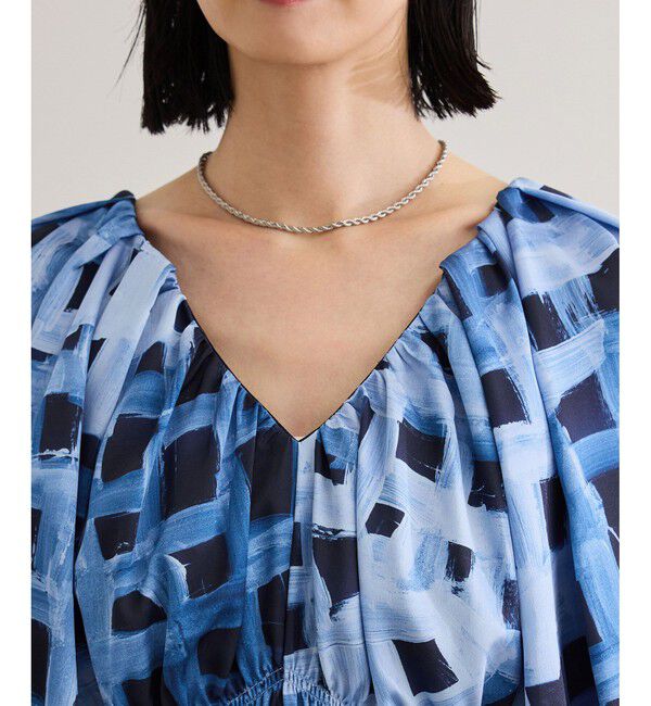 ROPE「スクエア ジオメトリックプリントワンピース/洗える」|ドレス|