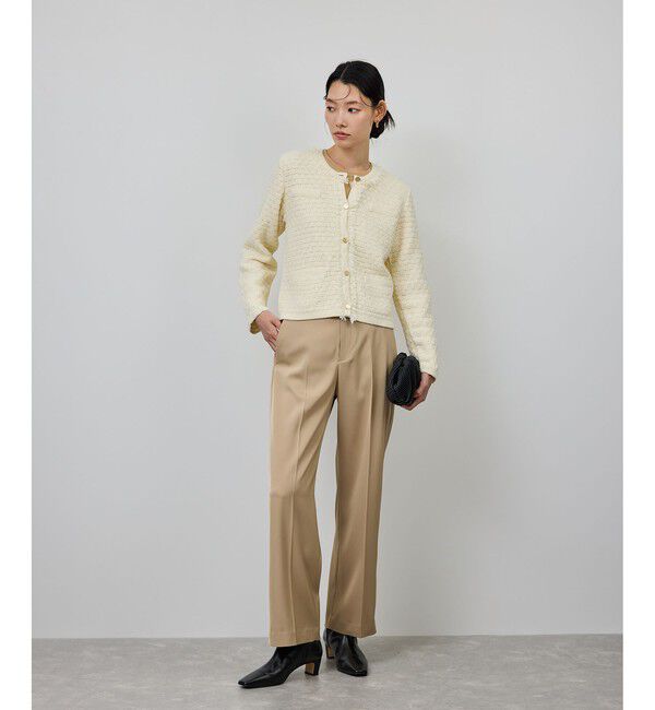 ROPE「ニットフリンジジャケット」|ノーカラージャケット|