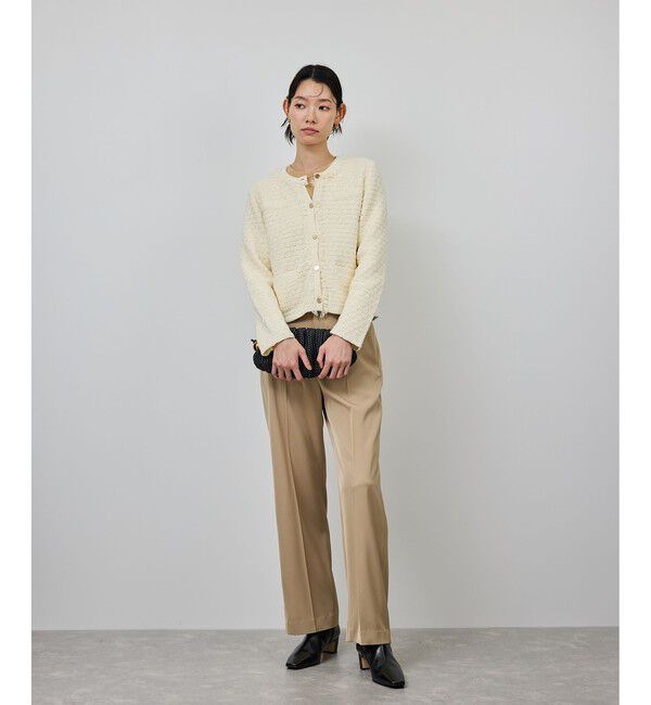 ROPE「ニットフリンジジャケット」|ノーカラージャケット|