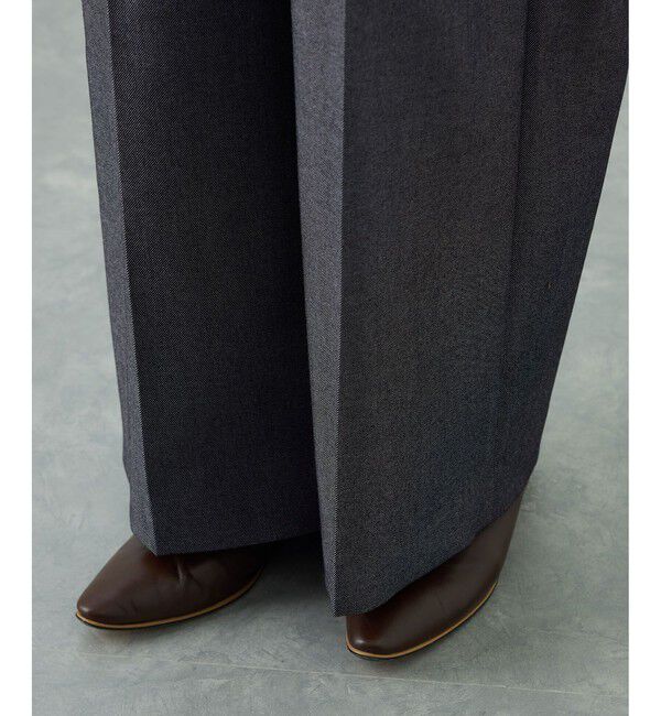 ROPE「トリアセツイル ワンタックイージーワイドパンツ(デニムライク)/イージーケア・セットアップ対応」|スラックス|