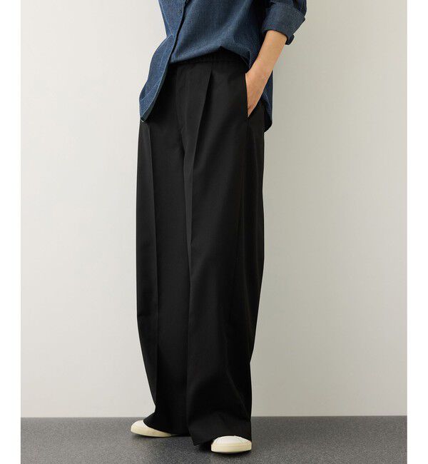 ROPE「トリアセツイル ワンタックイージーワイドパンツ(デニムライク)/イージーケア・セットアップ対応」|スラックス|