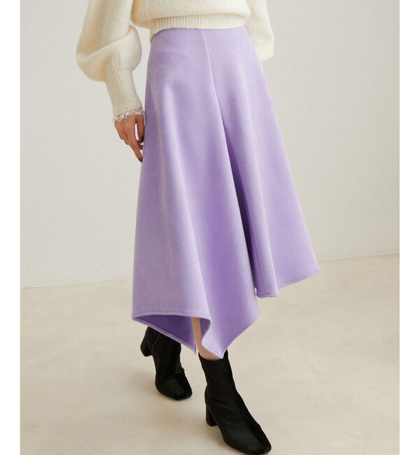 VIS「エコスエードアシンメトリーフレアスカート【sustainable】」|スカート|
