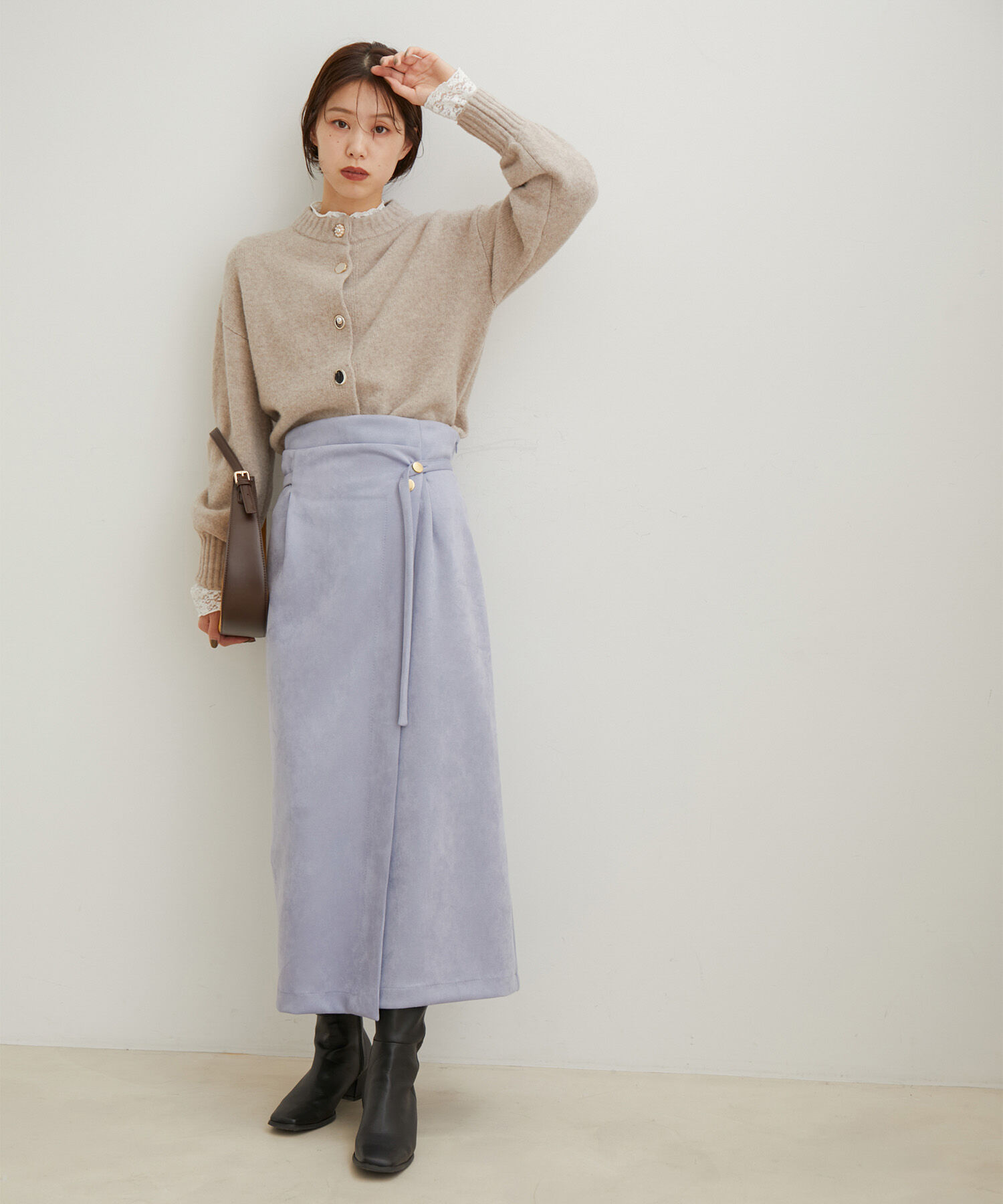 VIS「エコスエードラップ調Iラインスカート【sustainable】」|スカート|