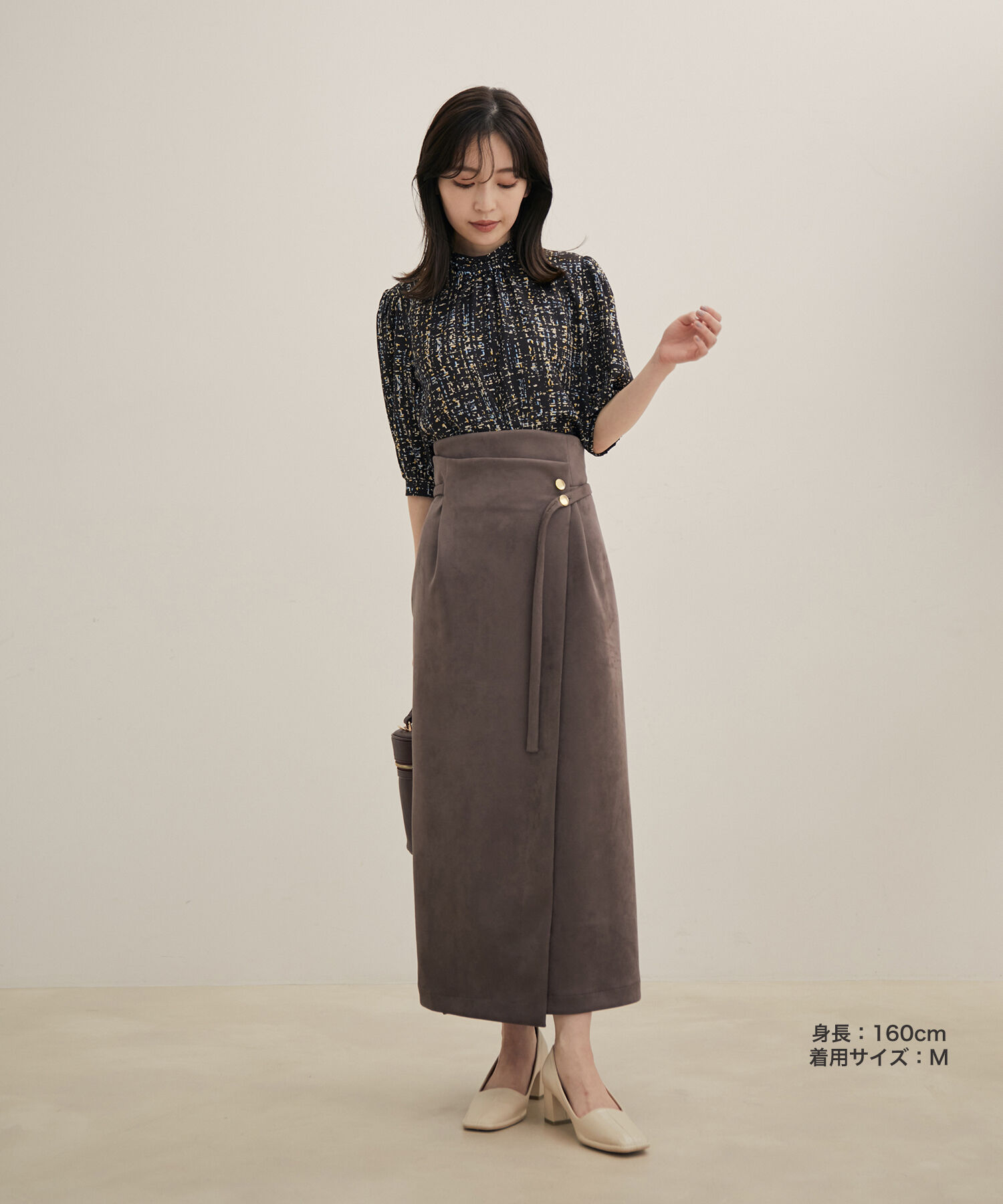 VIS「エコスエードラップ調Iラインスカート【sustainable】」|スカート|