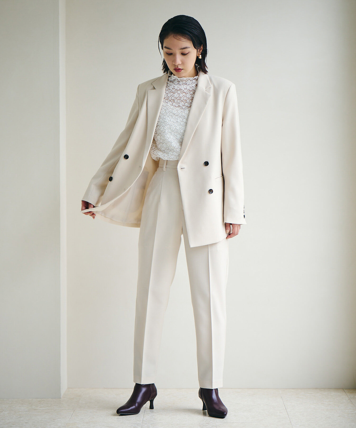 VIS「【Washable・EASY CARE】エコウールタッチテーパードパンツ【sustainable】」|スラックス|