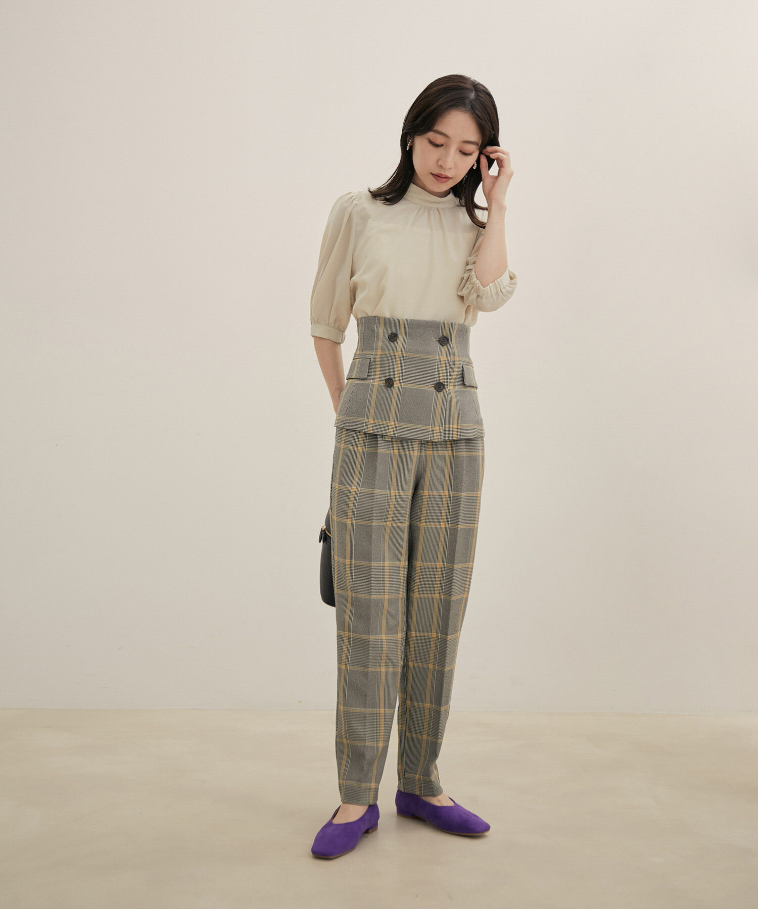 VIS「【Washable・EASY CARE】エコウールタッチテーパードパンツ【sustainable】」|スラックス|