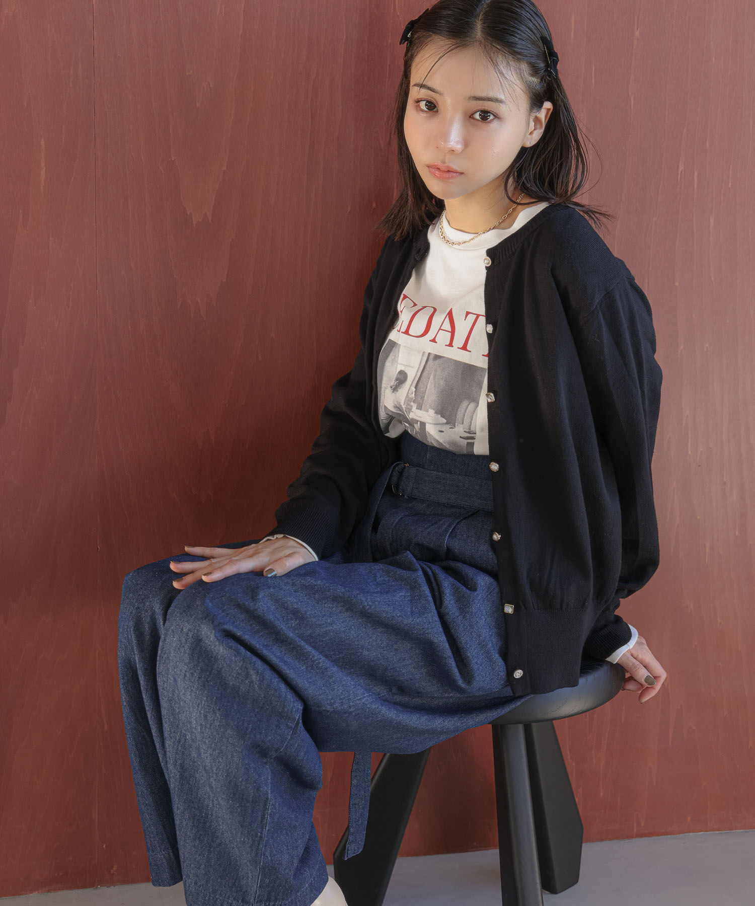 VIS「【洗える・吸湿発熱・静電防止】色々釦クルーネックカーディガン【ECO THERMO WALKER(R)】」|カーディガン|