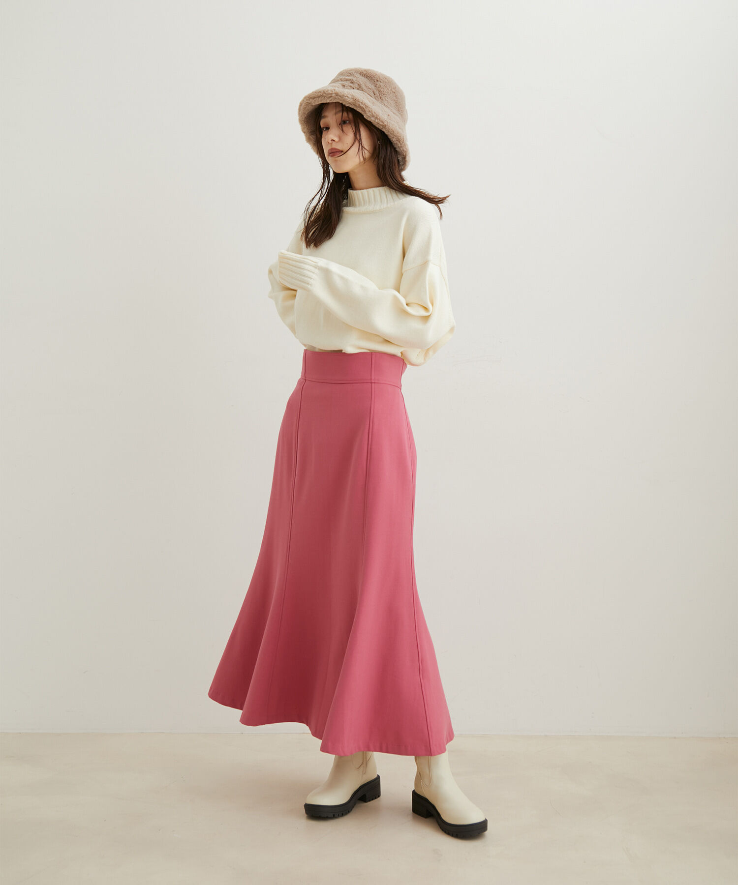 VIS「【HOT BEAUTY STRETCH】チェック＆無地マーメイドスカート【洗える】」|スカート|