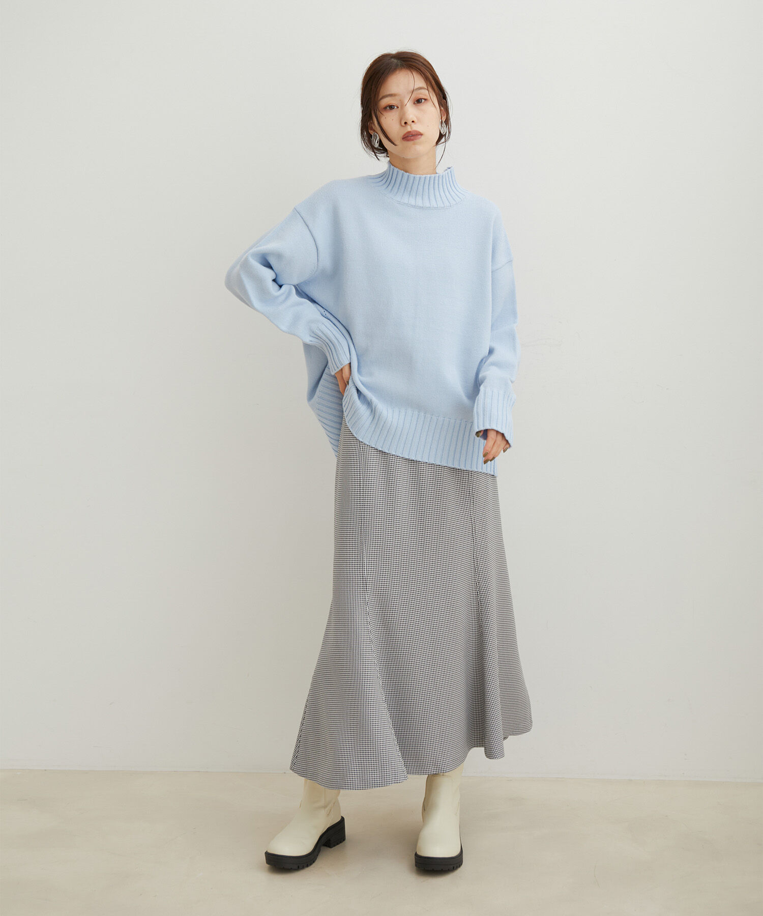 VIS「【HOT BEAUTY STRETCH】チェック＆無地マーメイドスカート【洗える】」|スカート|