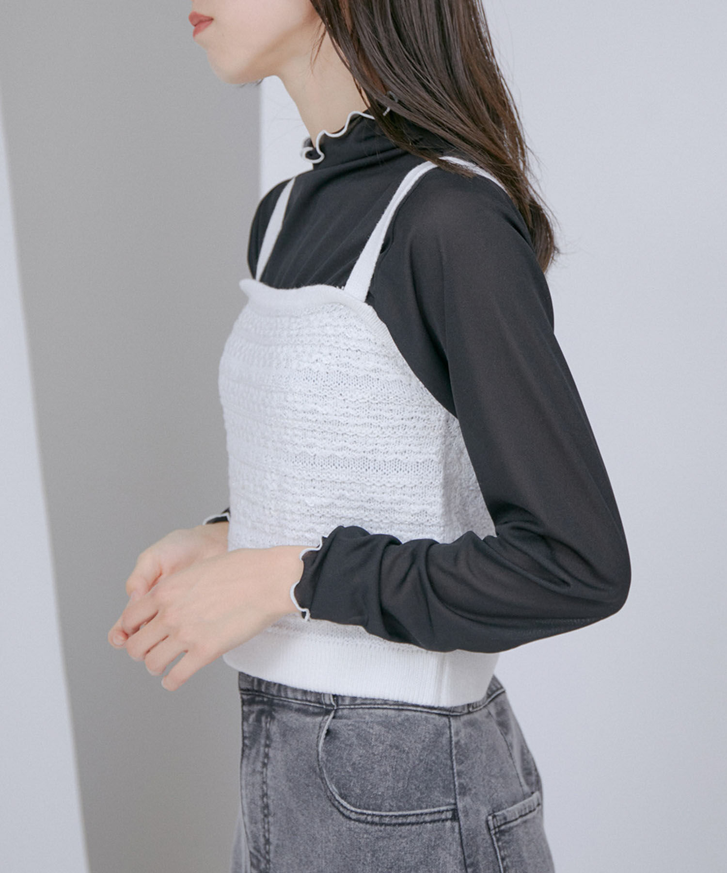 VIS「【アンサンブル対応】ツイードニットビスチェ」|キャミソール|