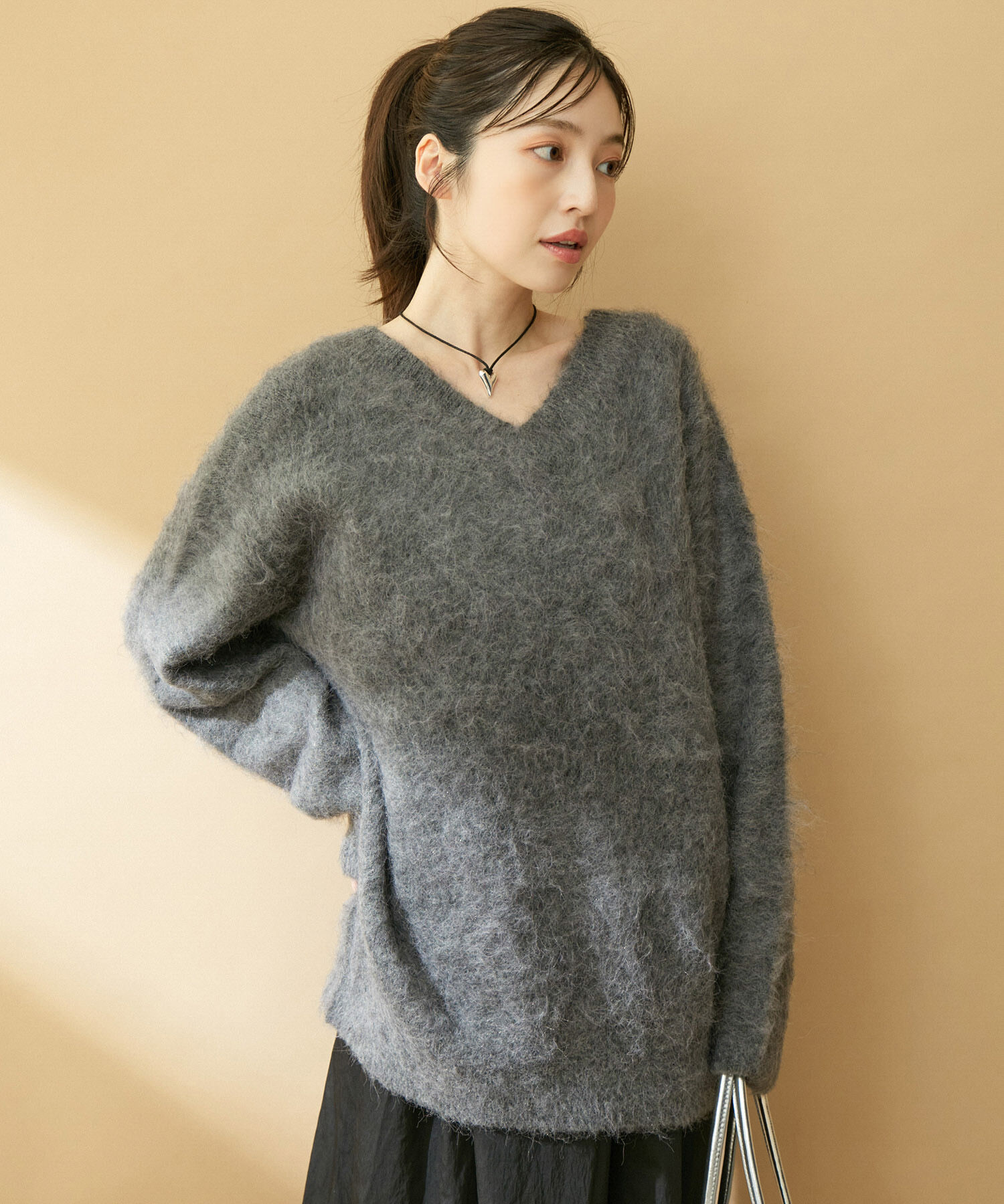 VIS「【前後2WAY】毛混トゥンカロンニット」|ニット・セーター|