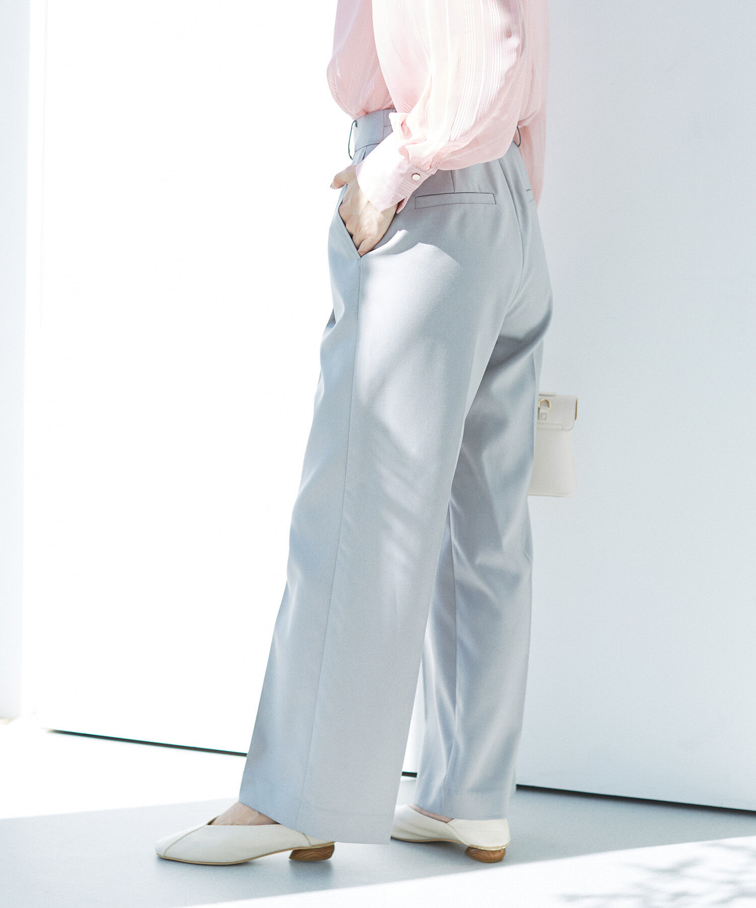 VIS「美HITワンタックストレートパンツ【洗える】」|スラックス|