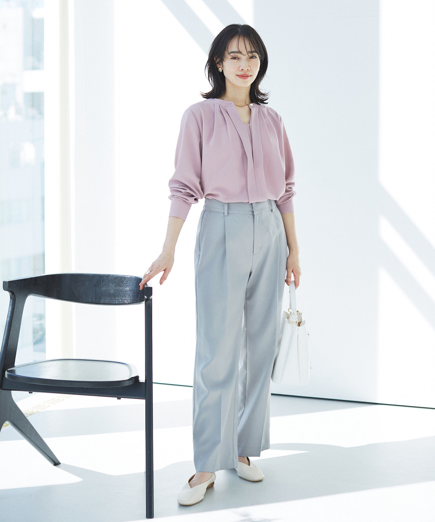 VIS「美HITワンタックストレートパンツ【洗える】」|スラックス|