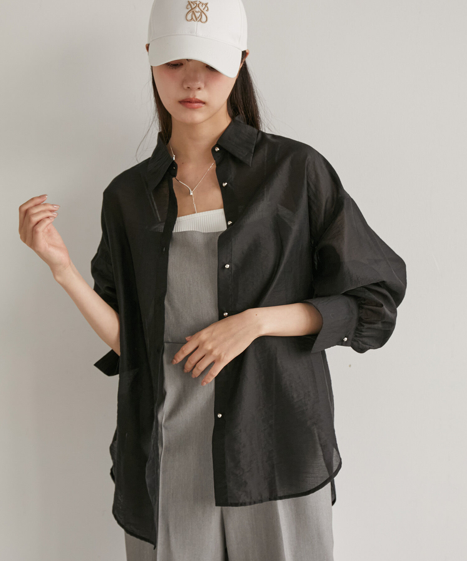 VIS「メタル釦シンプルシアーシャツ」|シャツ・ブラウス|