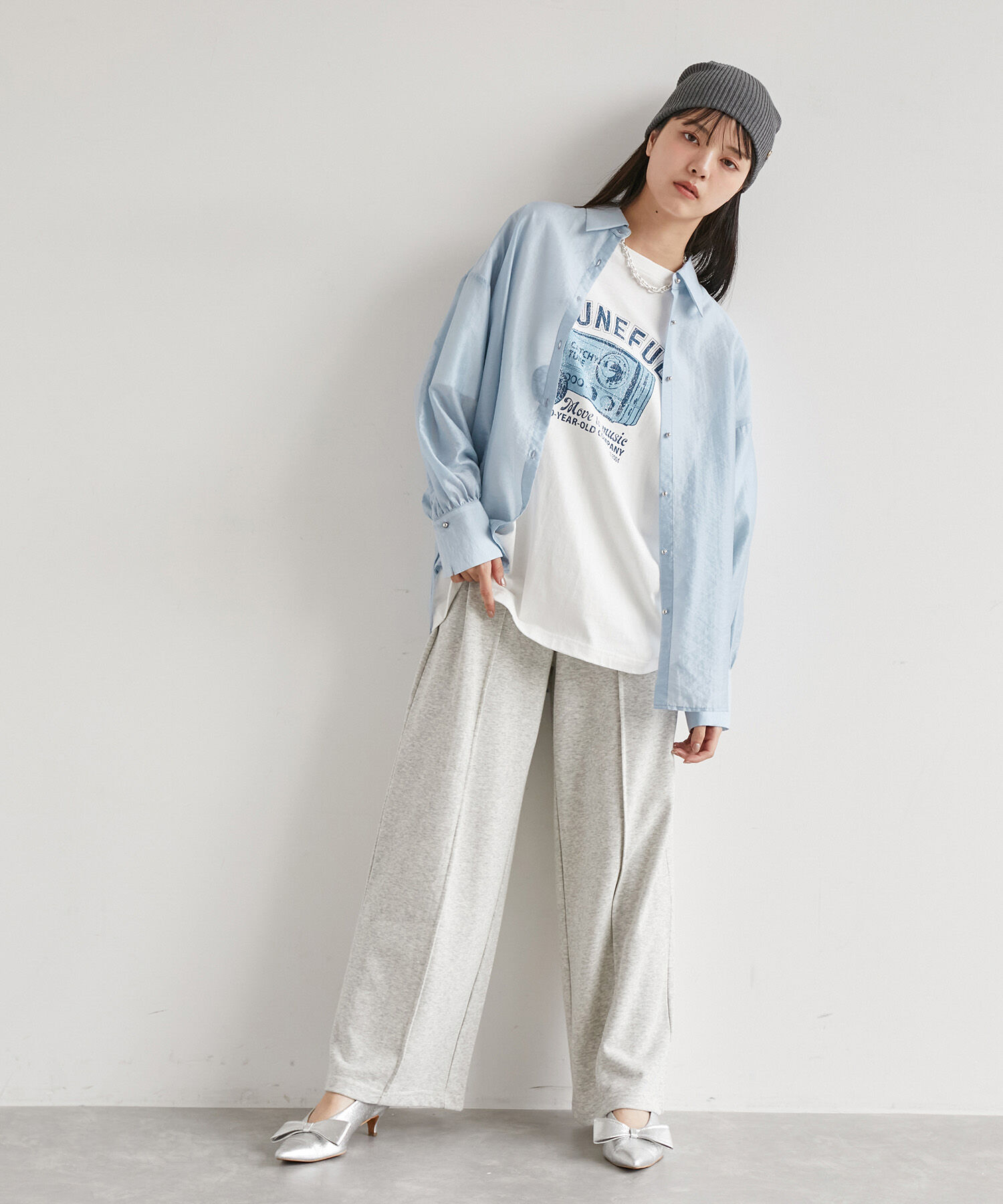 VIS「メタル釦シンプルシアーシャツ」|シャツ・ブラウス|