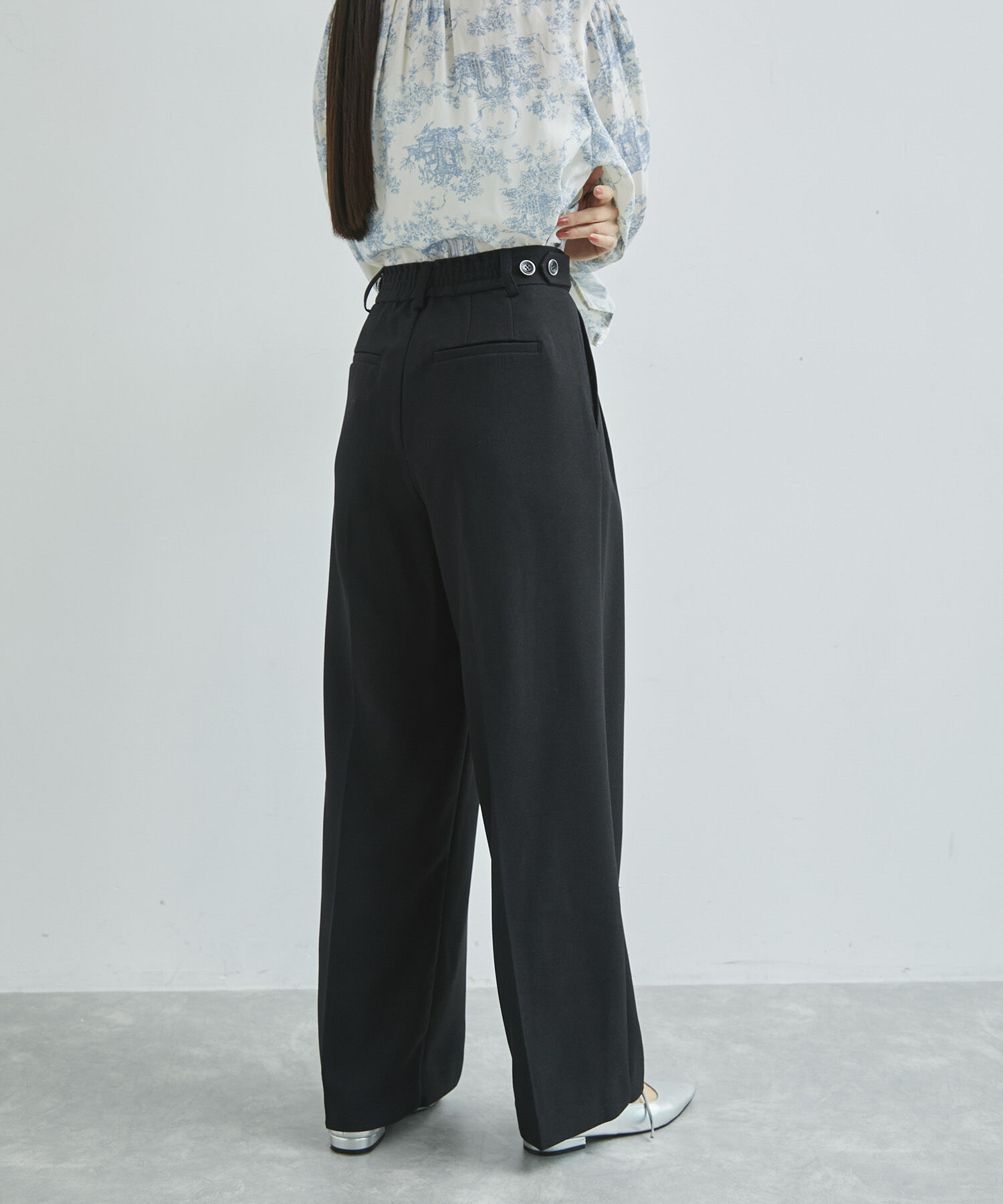 VIS「【新色追加】【美easy】ウーリッシュ2タックワイド/スラックスパンツ【洗える】」|スラックス|