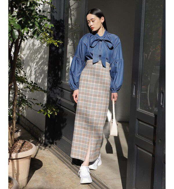 VIS「【美easy】コンフォートツイルウエストデザインIラインスカート【洗える/防シワ/UVケア】」|スカート|