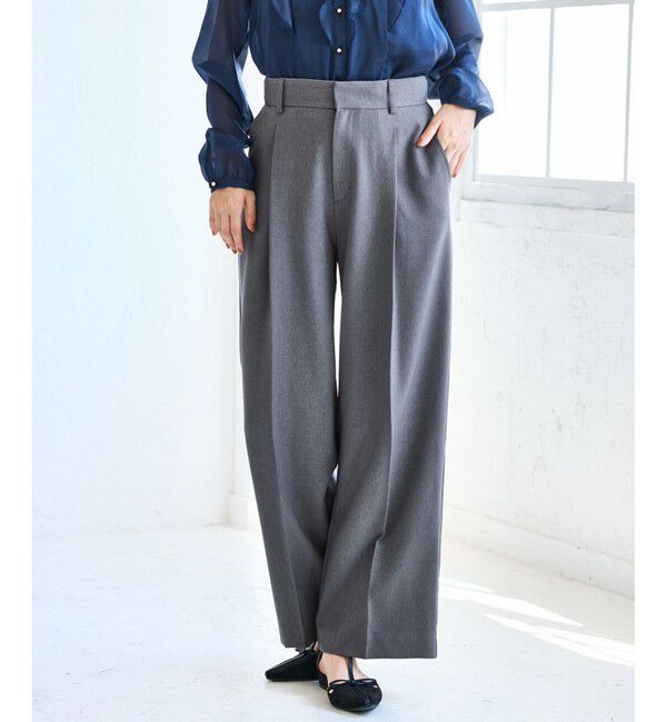 VIS「【美easy】ウーリッシュワンタックワイドパンツ【セットアップ対応/洗える】」|スラックス|グレー(07)