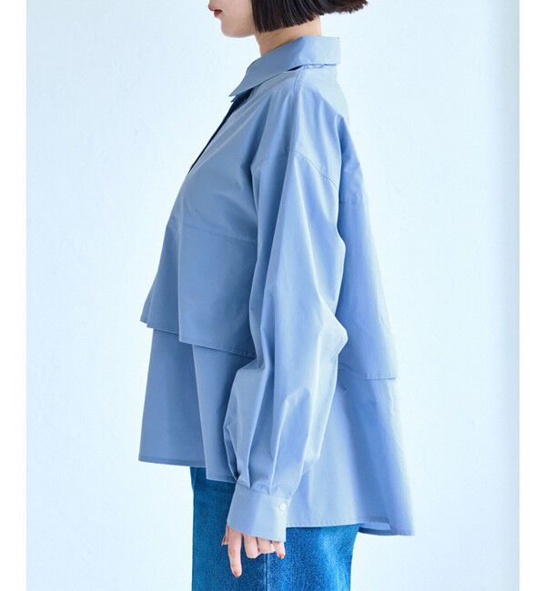 VIS「裾ティアードオーバーシャツ/UVケア・イージーケア」|シャツ・ブラウス|