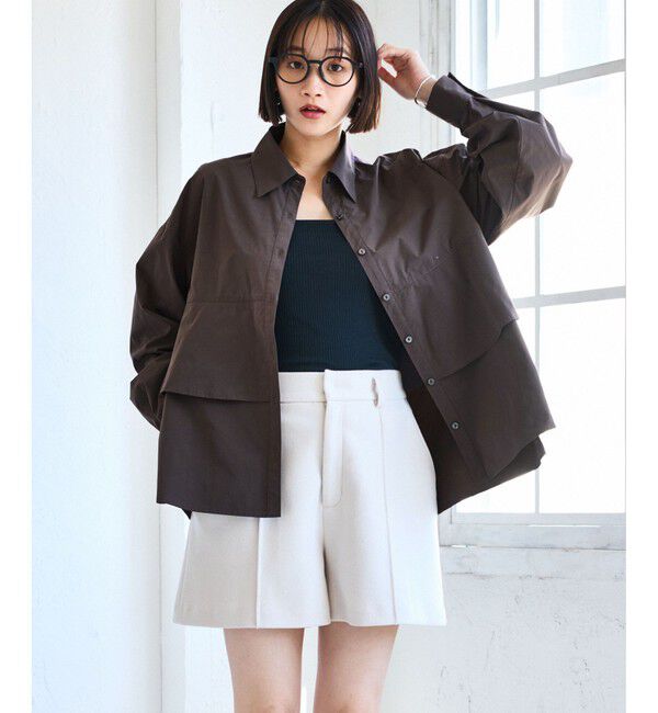 VIS「裾ティアードオーバーシャツ/UVケア・イージーケア」|シャツ・ブラウス|