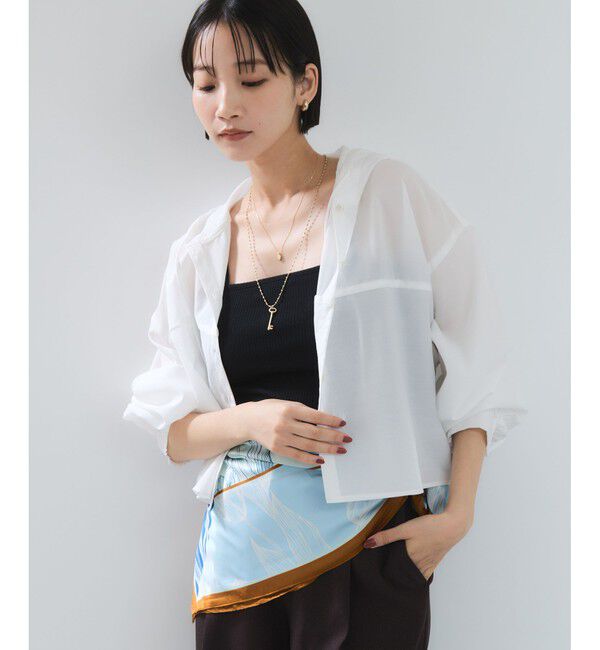 VIS「フード付きクロップドシアーシャツ」|シャツ・ブラウス|