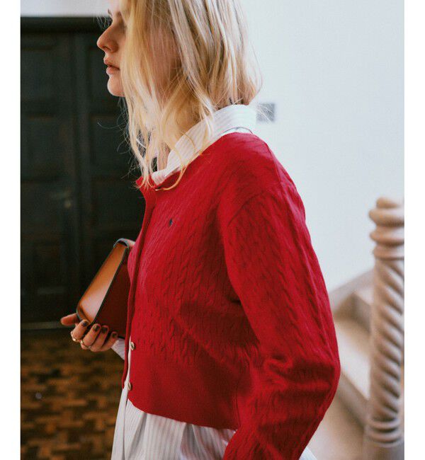 VIS「【POLO BCS】VIS別注ミニケーブルノーカラーニットカーディガン」|カーディガン|