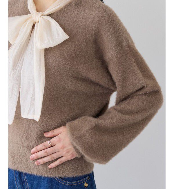 VIS「シアーボウタイリボン付きフェザーニットプルオーバー/2WAY・イージーケア」|ニット・セーター|