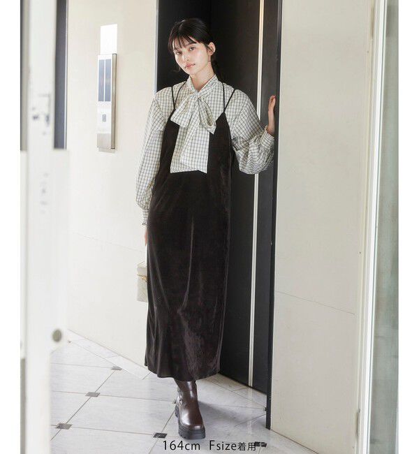 VIS「刺繍アソートベロアキャミワンピース/2WAY」|ワンピース|