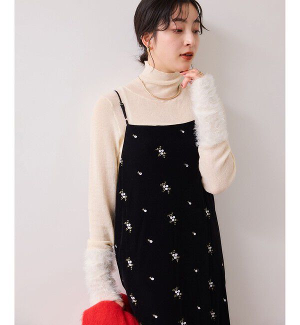 VIS「刺繍アソートベロアキャミワンピース/2WAY」|ワンピース|ブラック系(02)