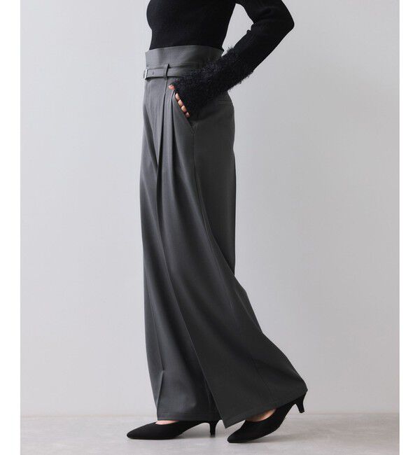 VIS「ベルトディテールタックワイドパンツ/イージーケア」|チノ|