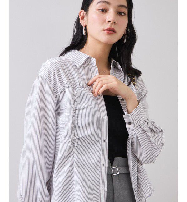 VIS「シャーリングギャザー切替シャツ/イージーケア」|シャツ・ブラウス|ホワイト系(11)