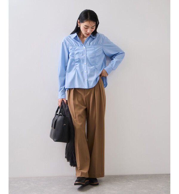 VIS「シャーリングギャザー切替シャツ/イージーケア」|シャツ・ブラウス|