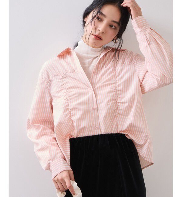 VIS「シャーリングギャザー切替シャツ/イージーケア」|シャツ・ブラウス|