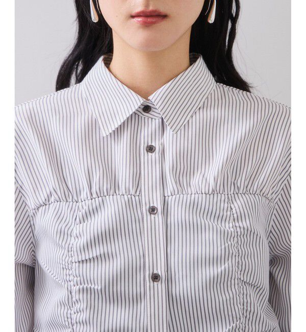 VIS「シャーリングギャザー切替シャツ/イージーケア」|シャツ・ブラウス|