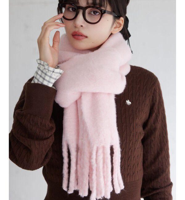 VIS「ふわふわフリンジマフラー/静電気防止」|マフラー|ピンク系(65)